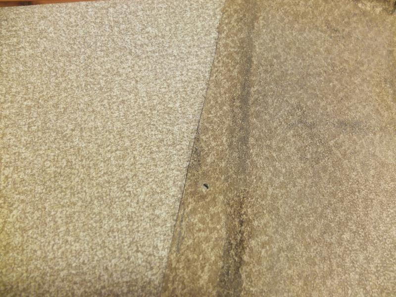 Ny matta till vänster, gammal till höger